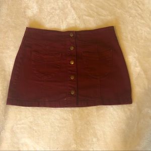 Forever 21 brick red miniskirt size 30 cotton buttons pockets fall academia